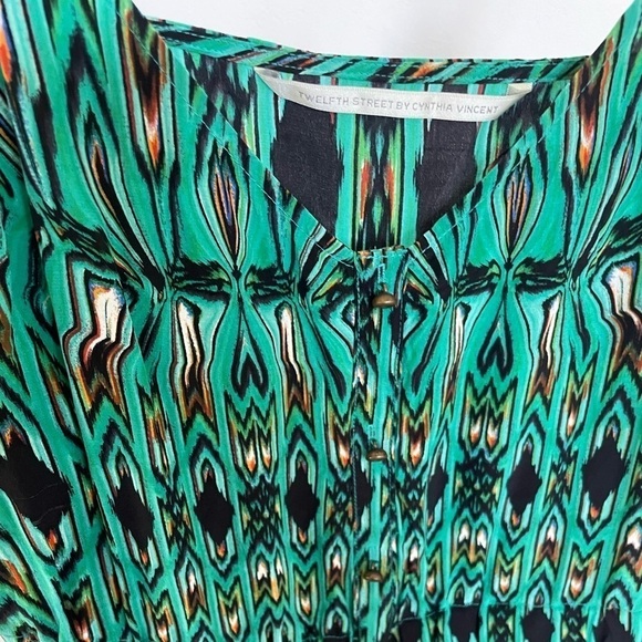 Cynthia Vincent green patterned silk maxi dress size small excellent condition - Picture 4 of 12
